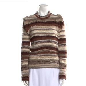 Chloe Striped Brown and Cream Women's Cashmere, Wool, alpaca Sweater